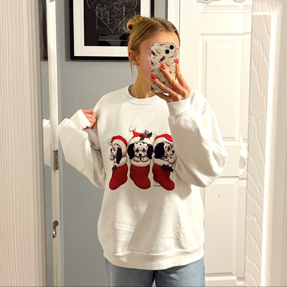 Vintage Christmas Dalmatian Stockings Crewneck